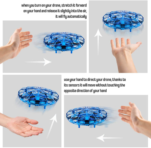 Hand Operated Mini Drone, Quad Induction Levitation UFO